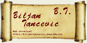 Biljan Tančević vizit kartica